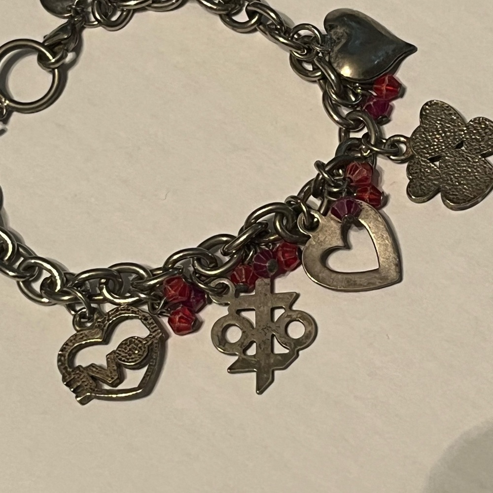 Silver Clair’s Charm Bracelet with Red Accents